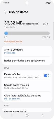 El consumo total de datos se visualiza ahora en la pantalla. El consumo total de datos se visualiza ahora en la pantalla.