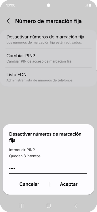 Introduce el código PIN2 y pulsa Aceptar. Introduce el código PIN2 y pulsa Aceptar.
