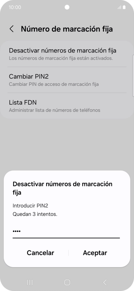 Introduce el código PIN2 y pulsa Aceptar. Introduce el código PIN2 y pulsa Aceptar.