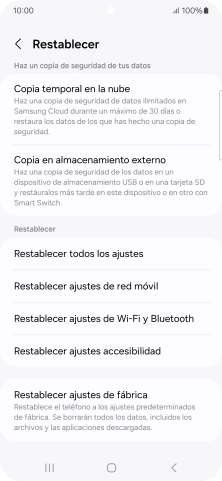Pulsa Restablecer ajustes de fábrica. Pulsa Restablecer ajustes de fábrica.