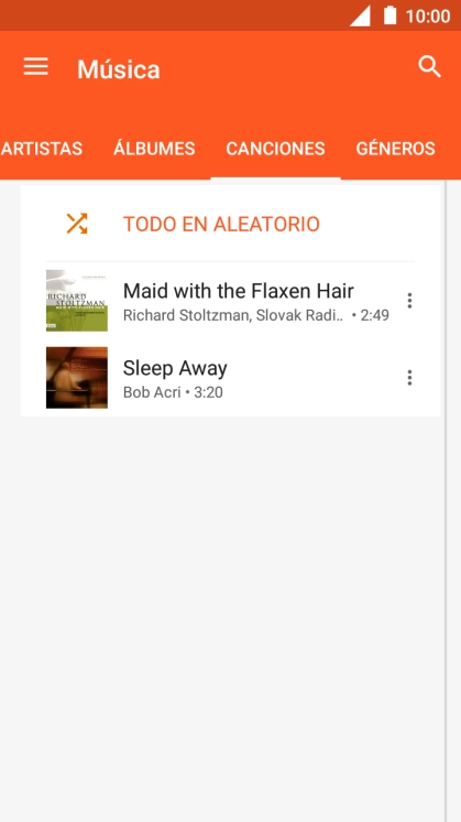 Pulsa el archivo de música deseado. Pulsa el archivo de música deseado.