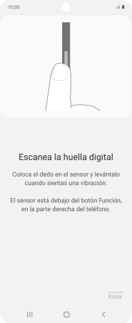 Sigue las indicaciones de la pantalla para crear una huella digital como código de seguridad. Sigue las indicaciones de la pantalla para crear una huella digital como código de seguridad.