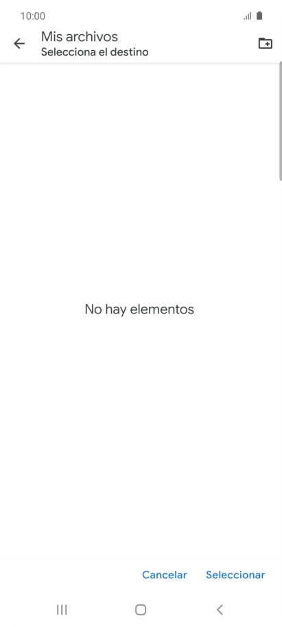 Si deseas crear una nueva carpeta, pulsa el icono de nueva carpeta y sigue las indicaciones de la pantalla para crearla. Si deseas crear una nueva carpeta, pulsa el icono de nueva carpeta y sigue las indicaciones de la pantalla para crearla.