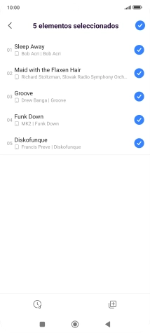 Pulsa los archivos de música deseados para seleccionarlos. Pulsa los archivos de música deseados para seleccionarlos.