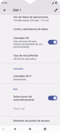 Pulsa Nombres de puntos de acceso. Pulsa Nombres de puntos de acceso.
