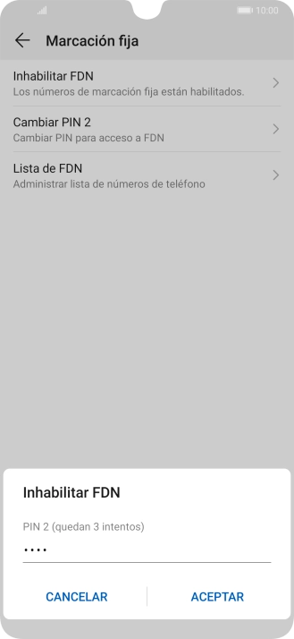 Introduce el código PIN2 y pulsa ACEPTAR. Introduce el código PIN2 y pulsa ACEPTAR.
