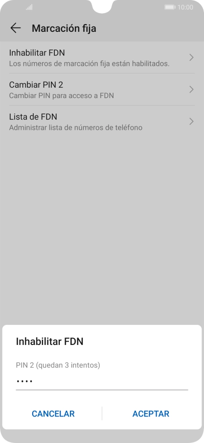 Introduce el código PIN2 y pulsa ACEPTAR. Introduce el código PIN2 y pulsa ACEPTAR.