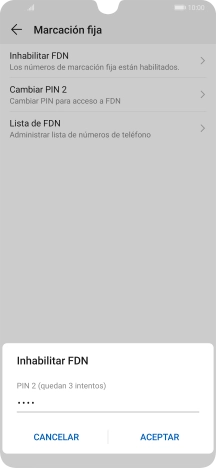 Introduce el código PIN2 y pulsa ACEPTAR. Introduce el código PIN2 y pulsa ACEPTAR.