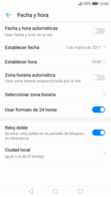 Pulsa Fecha y hora automáticas para activar la función. Pulsa Fecha y hora automáticas para activar la función.