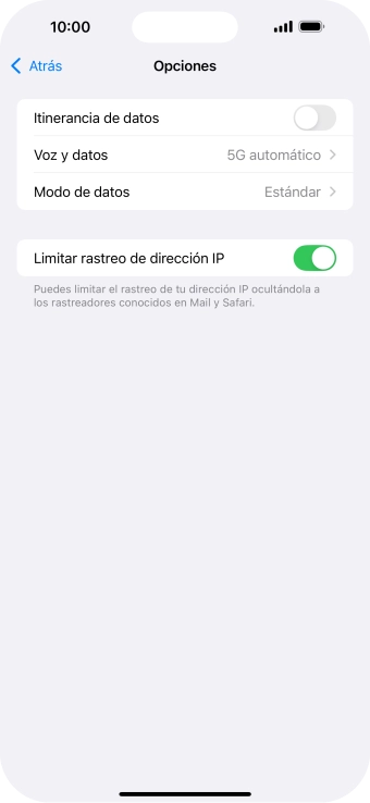 Pulsa Modo de datos.