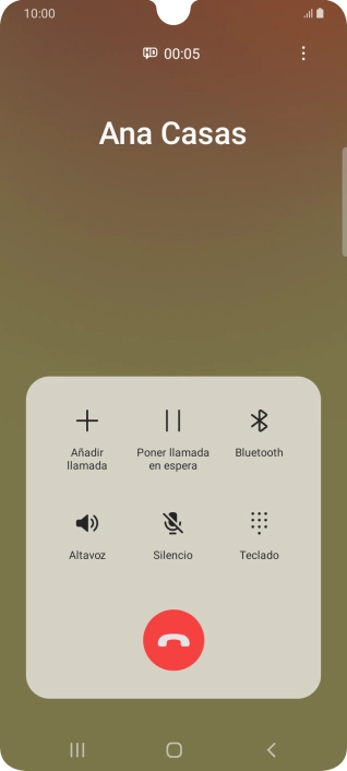 Pulsa el icono de finalizar llamada.