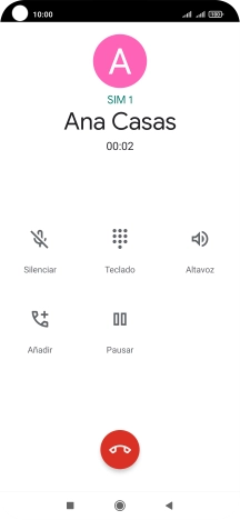 Pulsa el icono de finalizar llamada. Pulsa el icono de finalizar llamada.