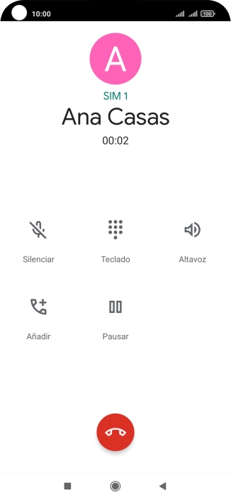 Pulsa el icono de finalizar llamada. Pulsa el icono de finalizar llamada.