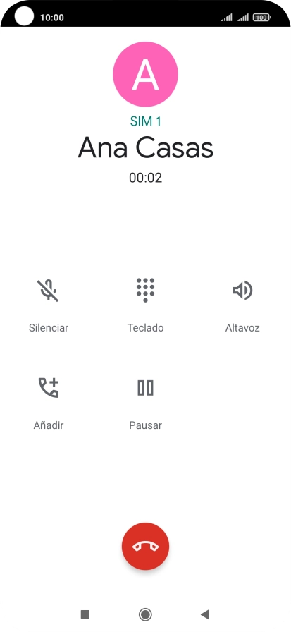 Pulsa el icono de finalizar llamada. Pulsa el icono de finalizar llamada.