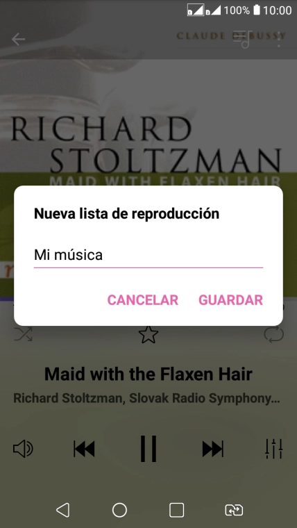 Introduce el nombre deseado de la lista de reproducción y pulsa GUARDAR. Introduce el nombre deseado de la lista de reproducción y pulsa GUARDAR.