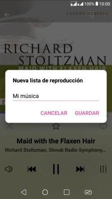 Introduce el nombre deseado de la lista de reproducción y pulsa GUARDAR. Introduce el nombre deseado de la lista de reproducción y pulsa GUARDAR.
