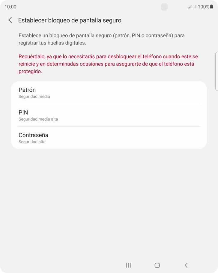 Pulsa el código de seguridad deseado y sigue las indicaciones de la pantalla para crear un código de seguridad del teléfono adicional. Pulsa el código de seguridad deseado y sigue las indicaciones de la pantalla para crear un código de seguridad del teléfono adicional.