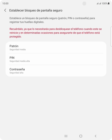 Pulsa el código de seguridad deseado y sigue las indicaciones de la pantalla para crear un código de seguridad del teléfono adicional. Pulsa el código de seguridad deseado y sigue las indicaciones de la pantalla para crear un código de seguridad del teléfono adicional.