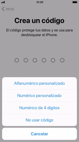 Sigue las indicaciones de la pantalla para activar el uso del código de seguridad o pulsa No usar código. Sigue las indicaciones de la pantalla para activar el uso del código de seguridad o pulsa No usar código.