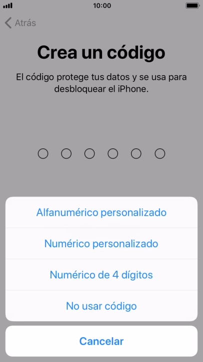 Sigue las indicaciones de la pantalla para activar el uso del código de seguridad o pulsa No usar código. Sigue las indicaciones de la pantalla para activar el uso del código de seguridad o pulsa No usar código.