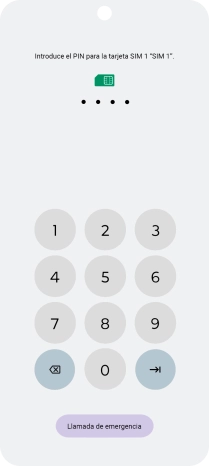 Si tu tarjeta SIM está bloqueada, introduce el código PIN y pulsa la flecha hacia la derecha. Si tu tarjeta SIM está bloqueada, introduce el código PIN y pulsa la flecha hacia la derecha.
