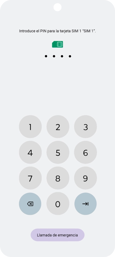 Si tu tarjeta SIM está bloqueada, introduce el código PIN y pulsa la flecha hacia la derecha. Si tu tarjeta SIM está bloqueada, introduce el código PIN y pulsa la flecha hacia la derecha.