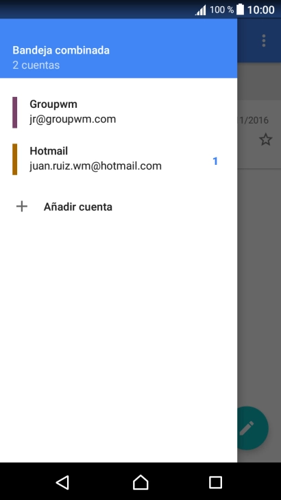 Pulsa la cuenta de correo electrónico deseada. Pulsa la cuenta de correo electrónico deseada.