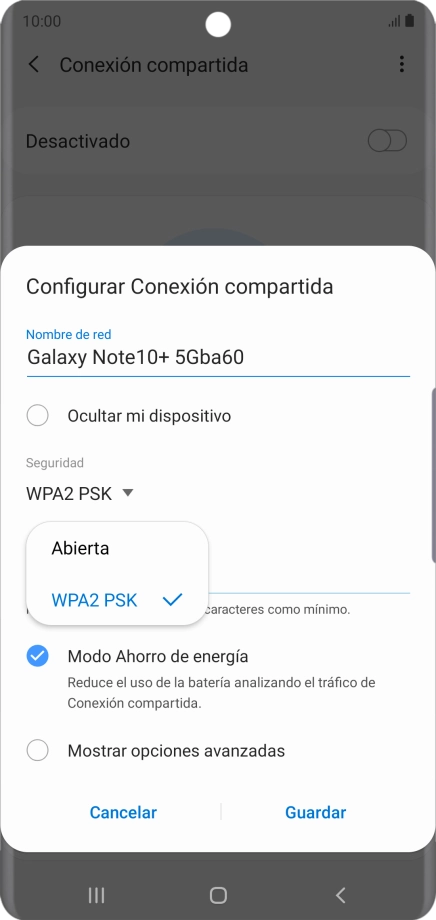 Pulsa WPA2 PSK para proteger la conexión wifi con una contraseña. Pulsa WPA2 PSK para proteger la conexión wifi con una contraseña.