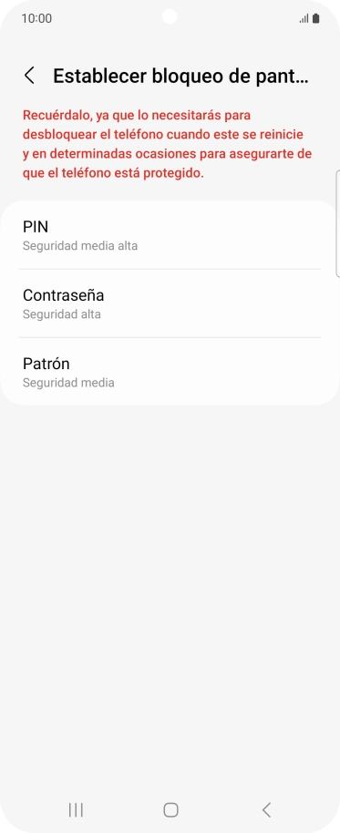 Pulsa el código de seguridad deseado y sigue las indicaciones de la pantalla para crear un código de seguridad del teléfono adicional. Pulsa el código de seguridad deseado y sigue las indicaciones de la pantalla para crear un código de seguridad del teléfono adicional.