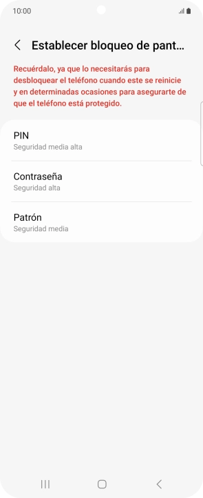 Pulsa el código de seguridad deseado y sigue las indicaciones de la pantalla para crear un código de seguridad del teléfono adicional. Pulsa el código de seguridad deseado y sigue las indicaciones de la pantalla para crear un código de seguridad del teléfono adicional.