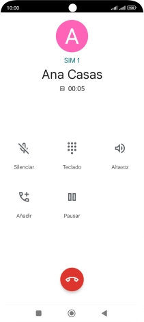 Pulsa el icono de finalizar llamada. Pulsa el icono de finalizar llamada.