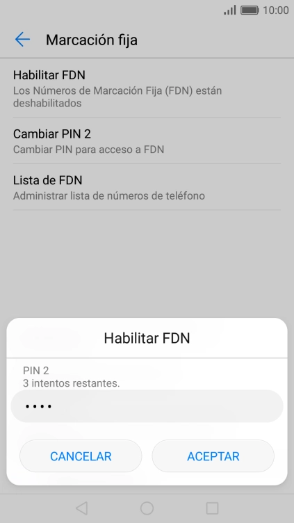 Introduce el código PIN2 y pulsa ACEPTAR. Introduce el código PIN2 y pulsa ACEPTAR.
