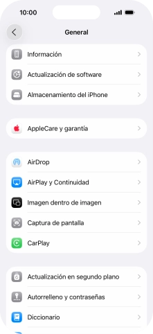 Pulsa Actualización de software. Si hay una versión de software nueva disponible, aparecerá ahora en la pantalla. Sigue las indicaciones de la pantalla para actualizar el software del teléfono.