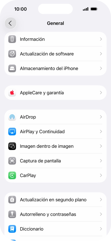 Pulsa Actualización de software. Si hay una versión de software nueva disponible, aparecerá ahora en la pantalla. Sigue las indicaciones de la pantalla para actualizar el software del teléfono.