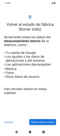 Pulsa Borrar todos los datos. Pulsa Borrar todos los datos.