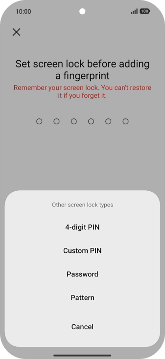 Press the required phone lock code and follow the instructions on the screen to create an additional phone lock code.