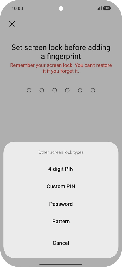 Press the required phone lock code and follow the instructions on the screen to create an additional phone lock code.