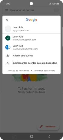 Pulsa la cuenta de correo electrónico deseada. Pulsa la cuenta de correo electrónico deseada.