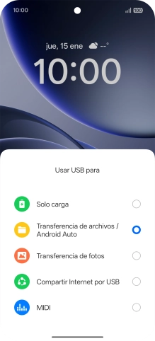 Pulsa Transferencia de archivos / Android Auto. Pulsa Transferencia de archivos / Android Auto.