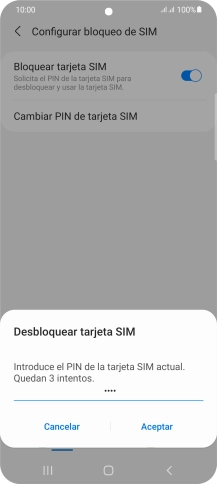 Introduce tu código PIN y pulsa Aceptar. Introduce tu código PIN y pulsa Aceptar.