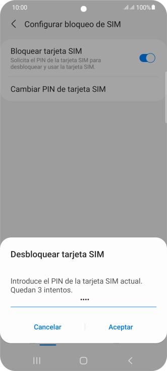 Introduce tu código PIN y pulsa Aceptar. Introduce tu código PIN y pulsa Aceptar.