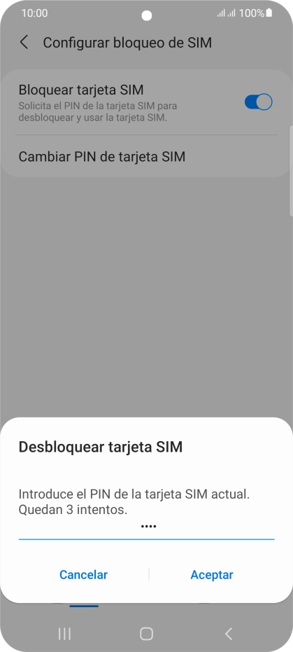 Introduce tu código PIN y pulsa Aceptar. Introduce tu código PIN y pulsa Aceptar.