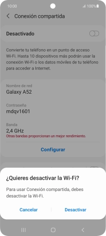 Si la función de wifi está activada, pulsa Desactivar. Si la función de wifi está activada, pulsa Desactivar.