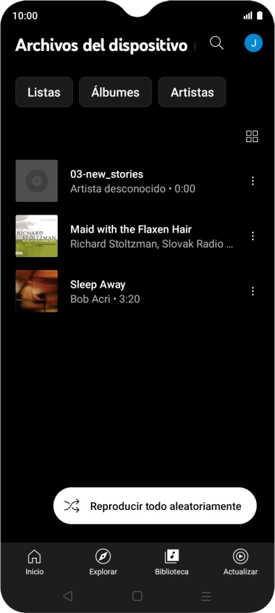Pulsa el archivo de música deseado. Pulsa el archivo de música deseado.