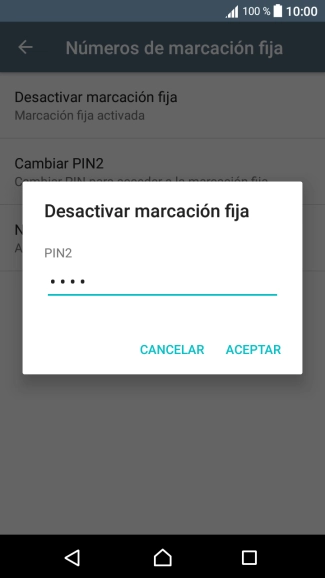 Introduce el código PIN2 y pulsa ACEPTAR. Introduce el código PIN2 y pulsa ACEPTAR.