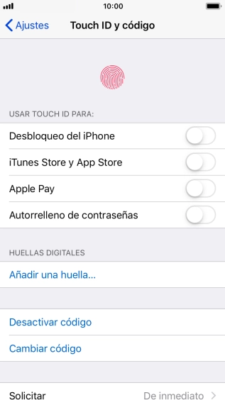 Pulsa Desactivar código e introduce el código de seguridad. Pulsa Desactivar código e introduce el código de seguridad.