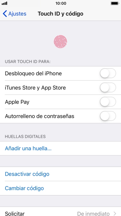 Pulsa Desactivar código e introduce el código de seguridad. Pulsa Desactivar código e introduce el código de seguridad.