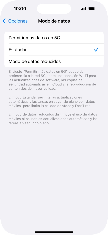 Pulsa el ajuste deseado. Pulsa el ajuste deseado.