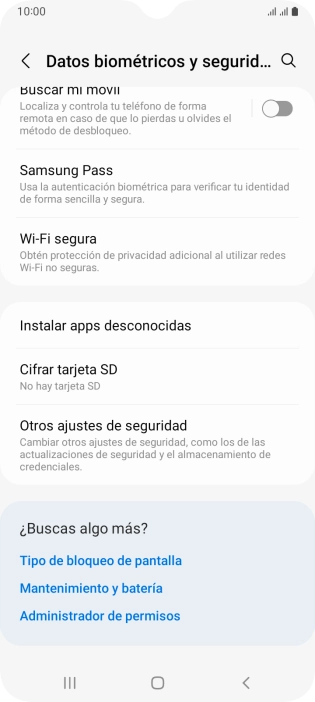Pulsa Otros ajustes de seguridad. Pulsa Otros ajustes de seguridad.
