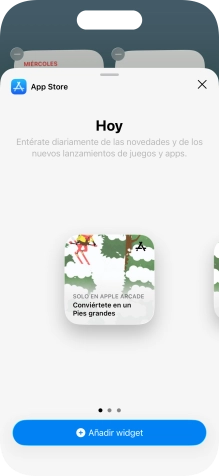 Desliza el dedo hacia la derecha o hacia la izquierda por la pantalla para seleccionar el tamaño de widget deseado. Desliza el dedo hacia la derecha o hacia la izquierda por la pantalla para seleccionar el tamaño de widget deseado.